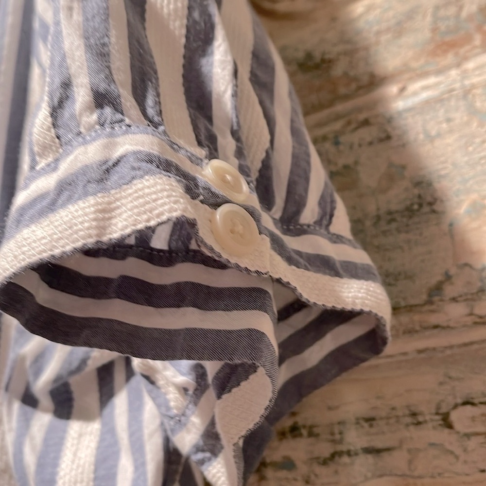 NWOT Madewell Plaza Button-Front Shirt in Stripe /3X, Blue & White/ - Picture 4 of 6
